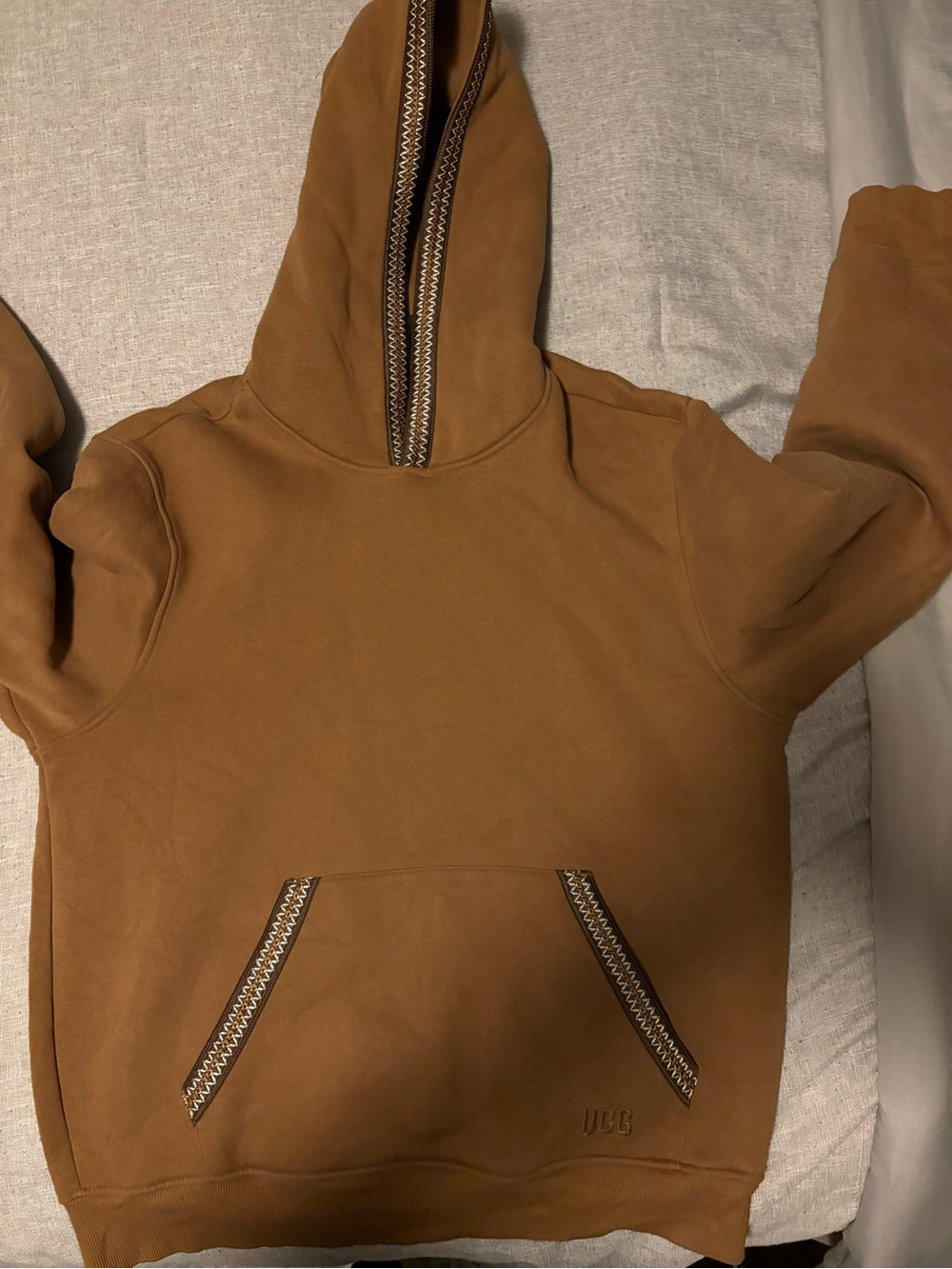 Ugg Brown Hooded Sweatshirt with Embroidered Trim